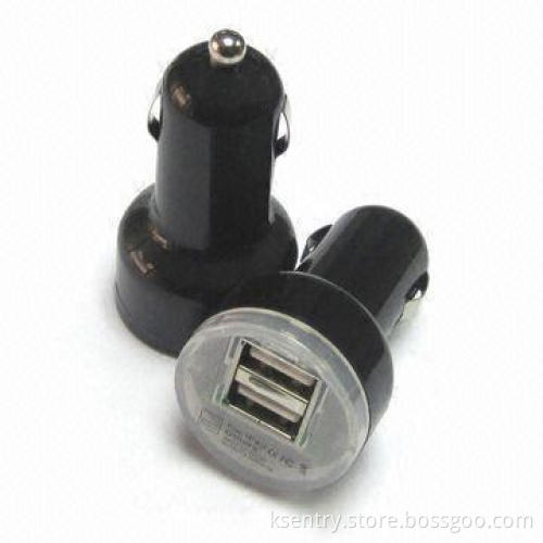 Mini Dual USB Car Charger for Apple's iPhone 4/3G, iPad 2, p1000 and BlackBerry